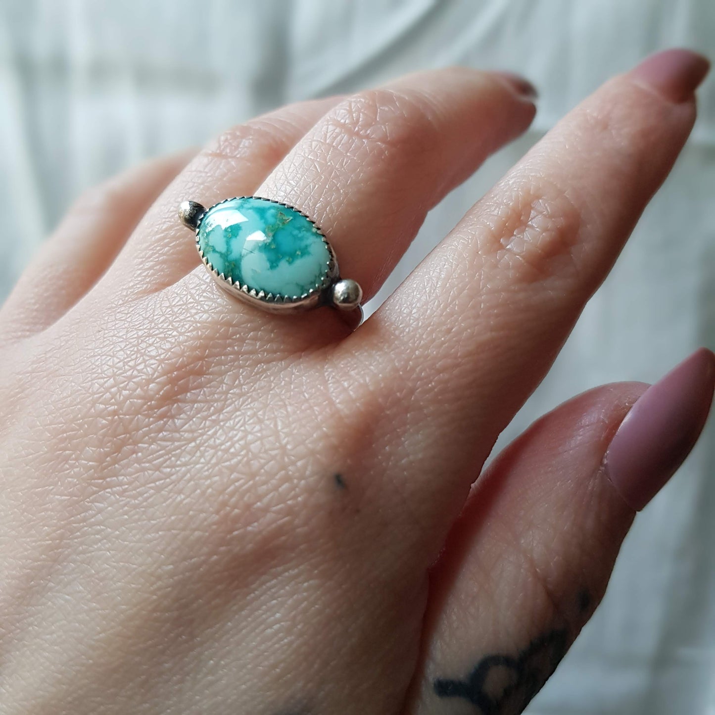 Whitewater turquoise ring - UK size L (US 5 1/2)