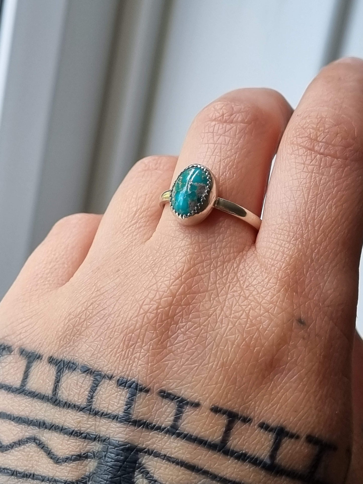 Natural Turquoise  stacker  ring- UK size T