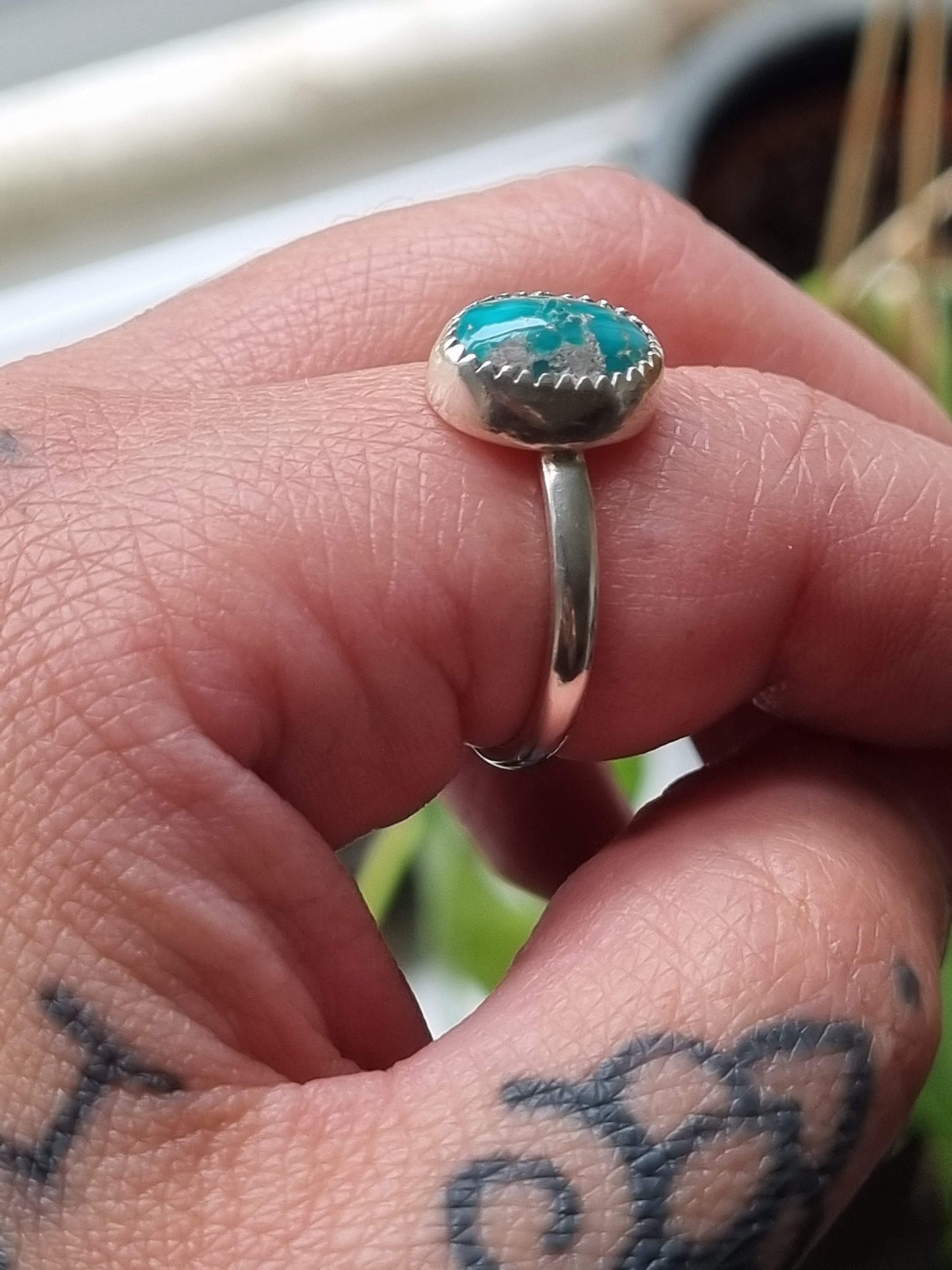 Natural Turquoise  stacker  ring- UK size T