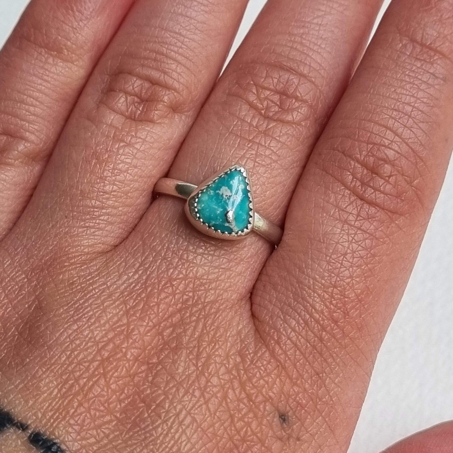 Natural turquoise stacker ring- UK size P (US 7 1/2)