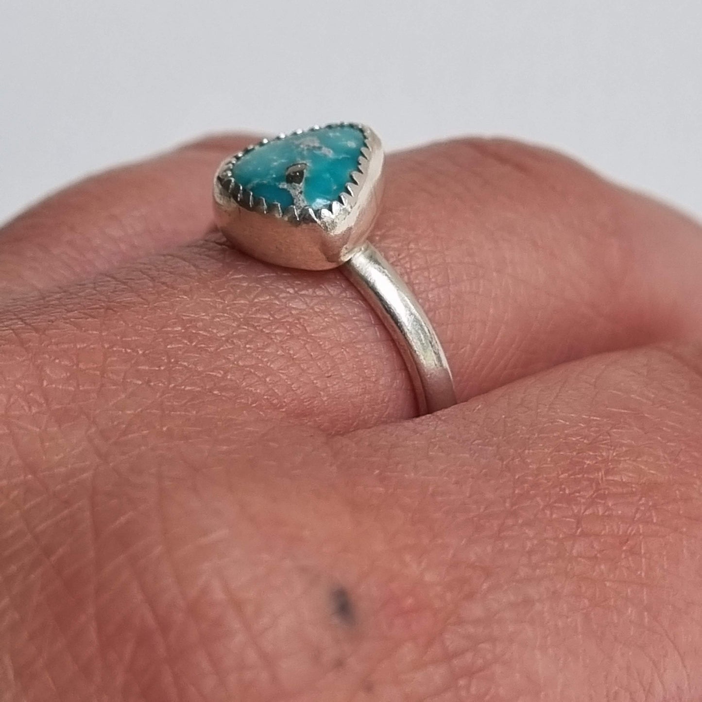 Natural turquoise stacker ring- UK size P (US 7 1/2)