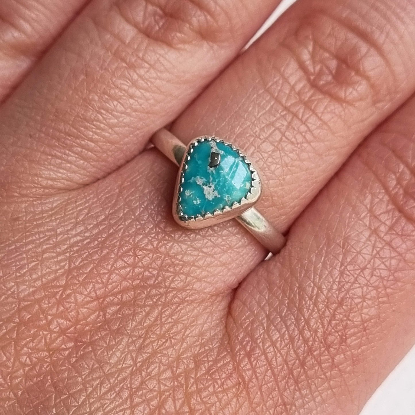 Natural turquoise stacker ring- UK size P (US 7 1/2)