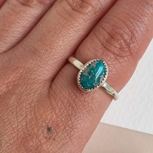 Natural Turquoise  stacker  ring- UK size T