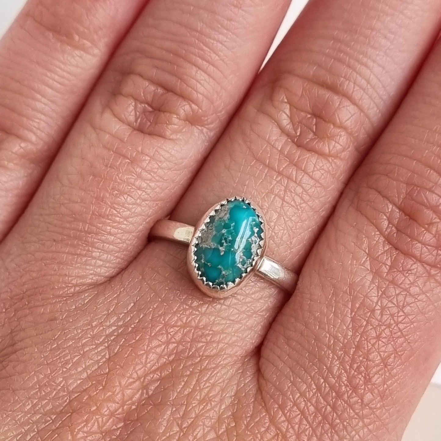 Natural Turquoise  stacker  ring- UK size T