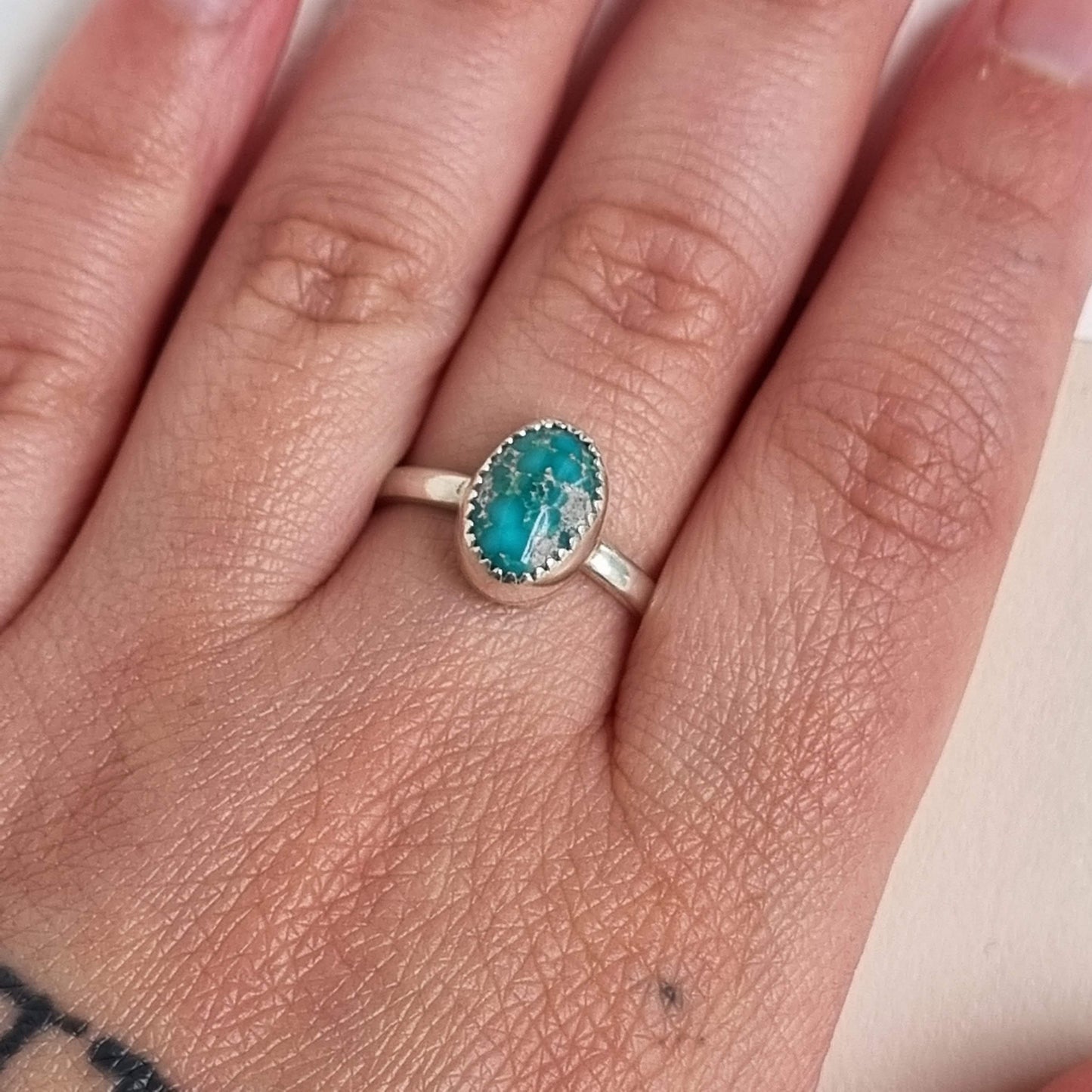 Natural Turquoise  stacker  ring- UK size T