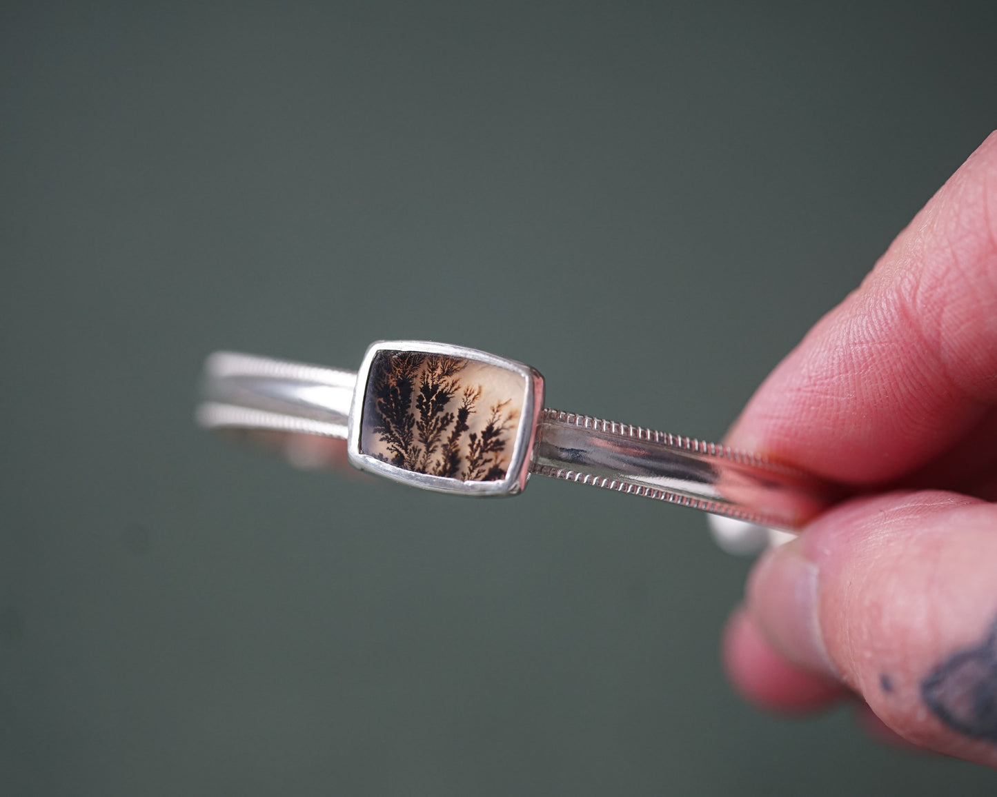 Adjustable Dendritic Agate cuff