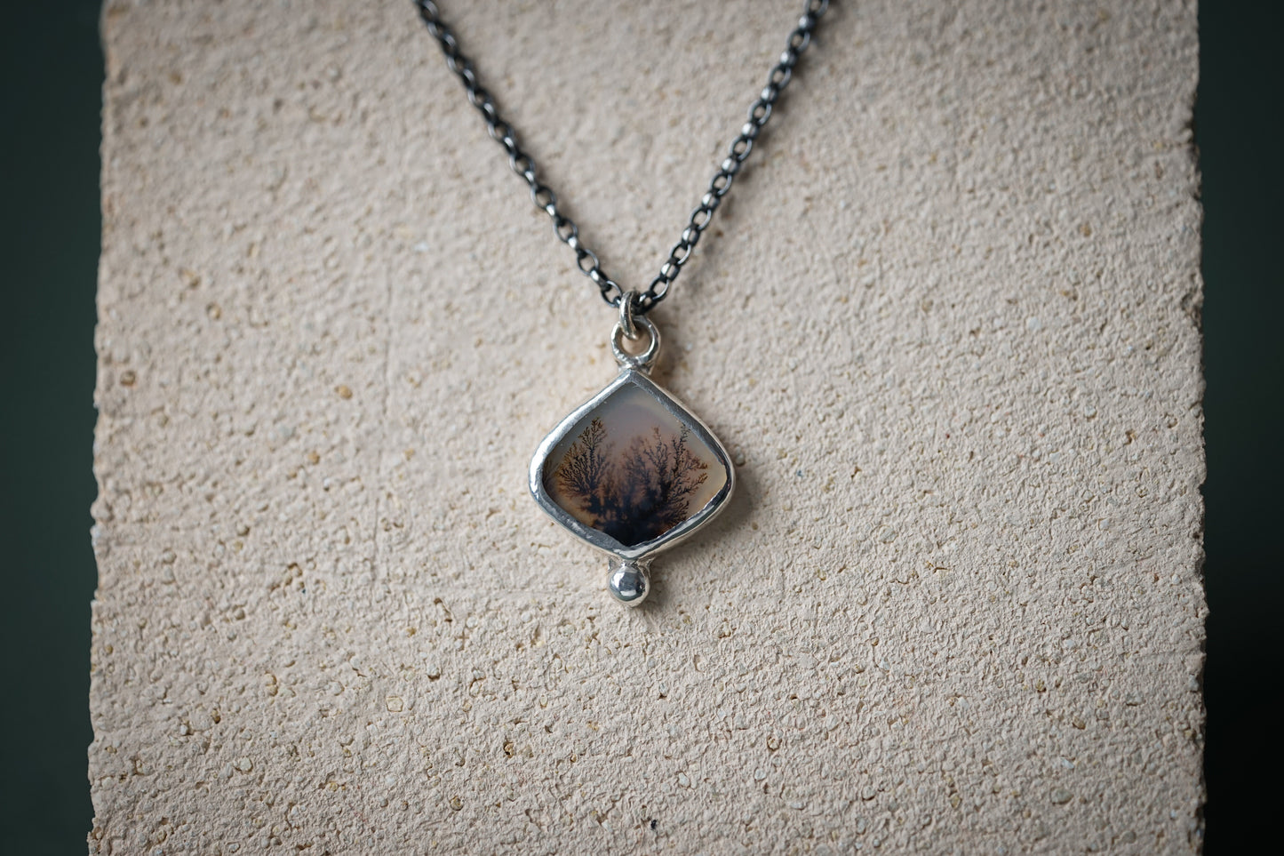 Dendritic Agate teardrop pendant